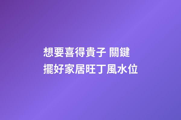 想要喜得貴子 關鍵擺好家居旺丁風水位